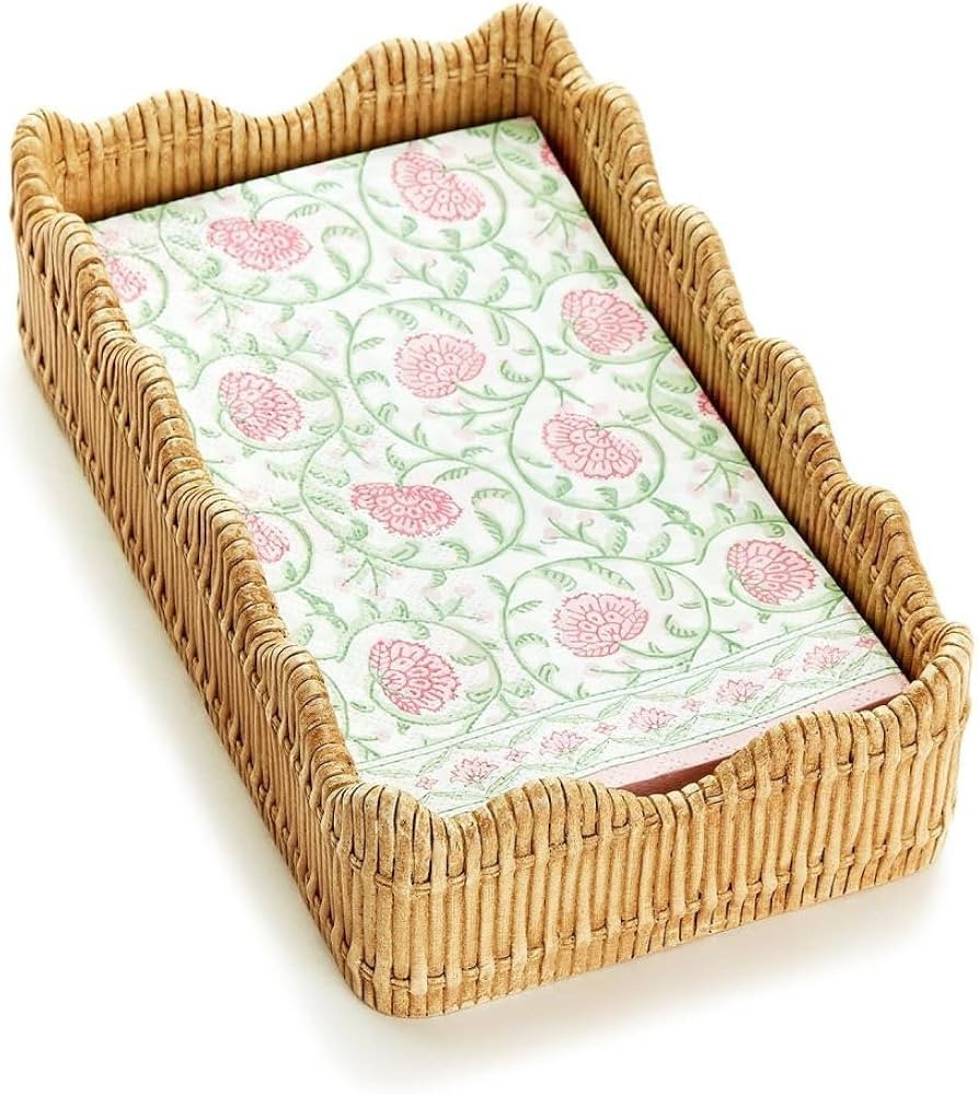 Two's Company Scalloped Basket Weave Utensil/Napkin Holder for Table - 5x9in Resin Dining Accesso... | Amazon (US)