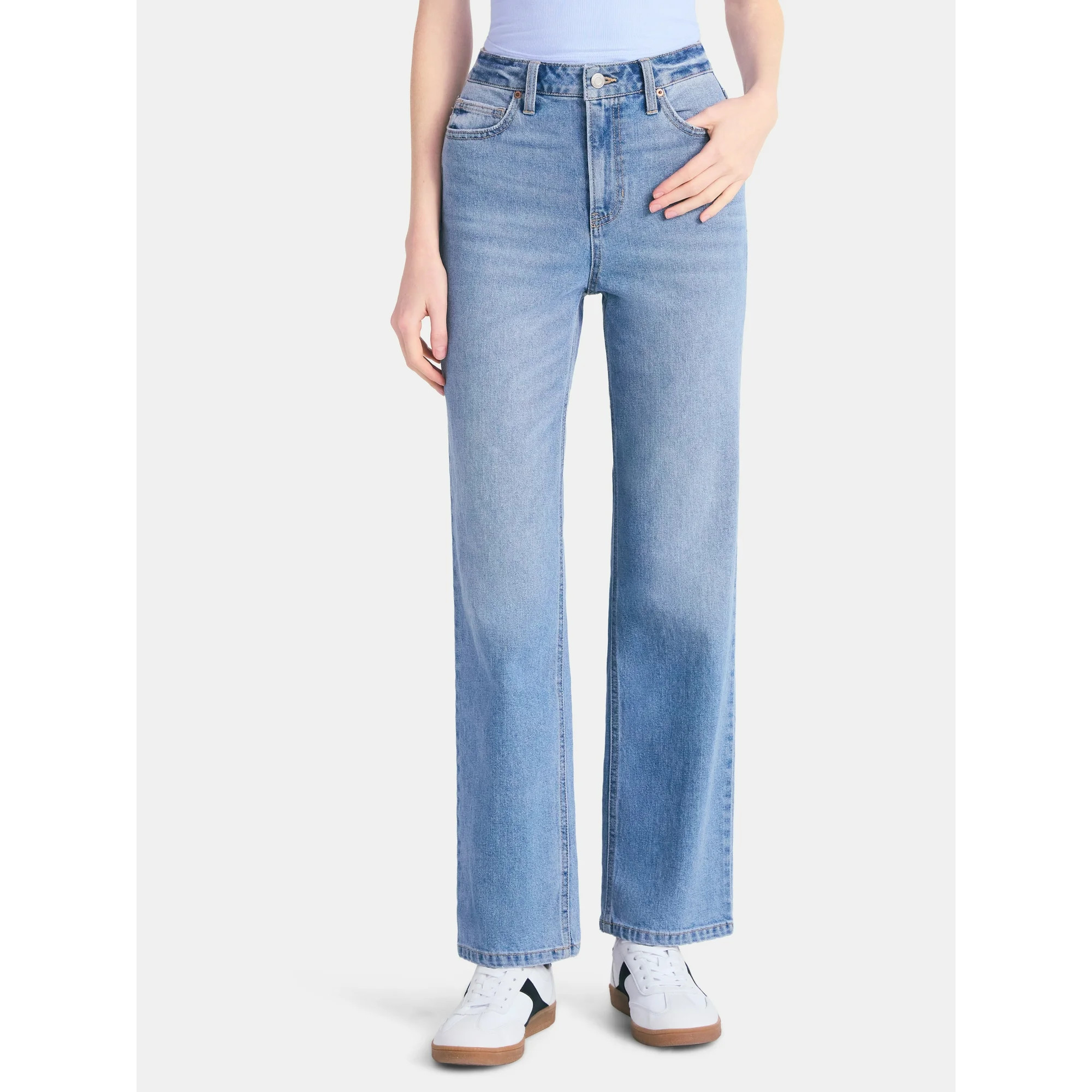No Boundaries High-Rise Straight Leg Jeans, 30" Inseam, Women’s | Walmart (US)