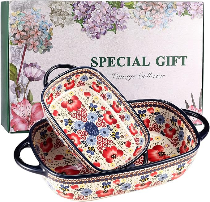 Casserole Dishes for Oven – Polish Pottery Ceramic Baking Dish Set, Oven Safe Ceramic Bakeware,... | Amazon (US)