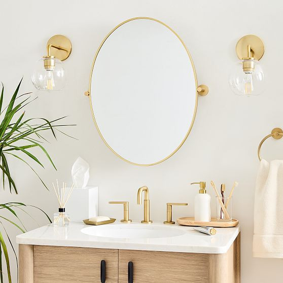 Metal Frame Pivot Mirror, Oval, Antique Brass | West Elm (US)