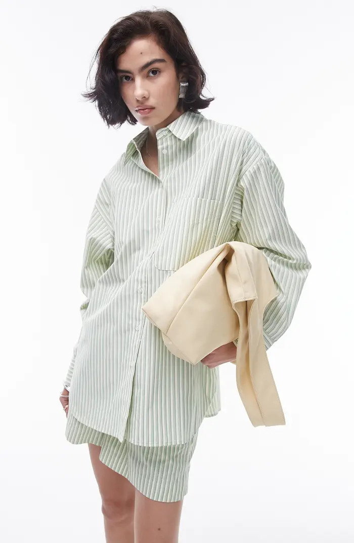 Oversize Stripe Cotton Button-Up Shirt | Nordstrom