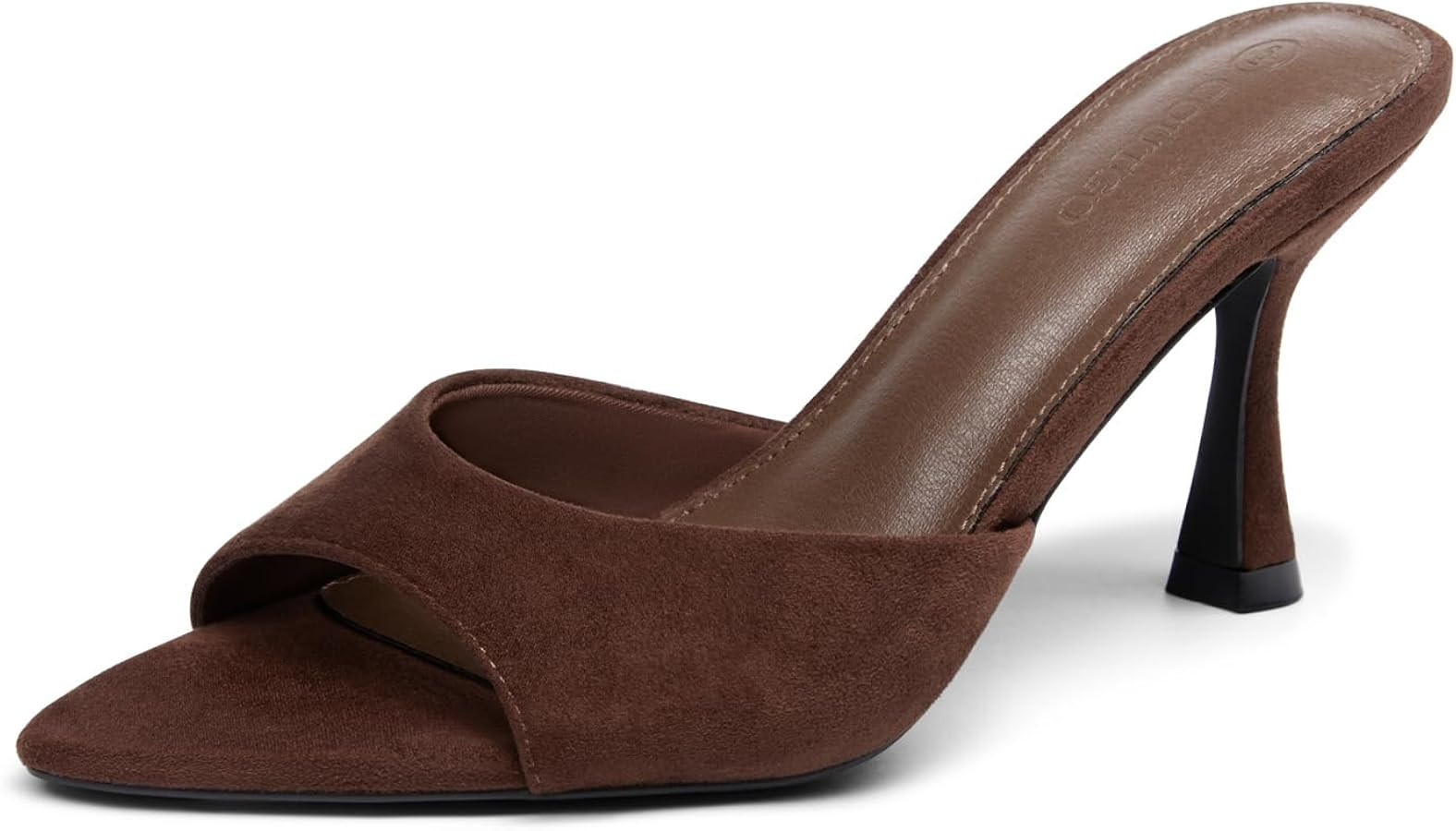 Coutgo Womens Kitten Heel Sandals Heeled Mules Pointed Open Toe High Heels | Amazon (US)