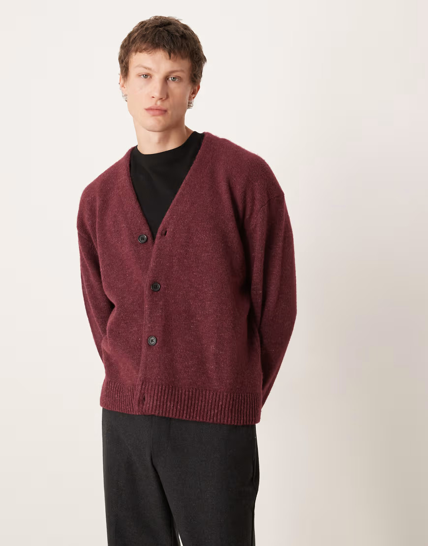 Abercrombie & Fitch preppy cardigan in burgundy-Red | ASOS (Global)