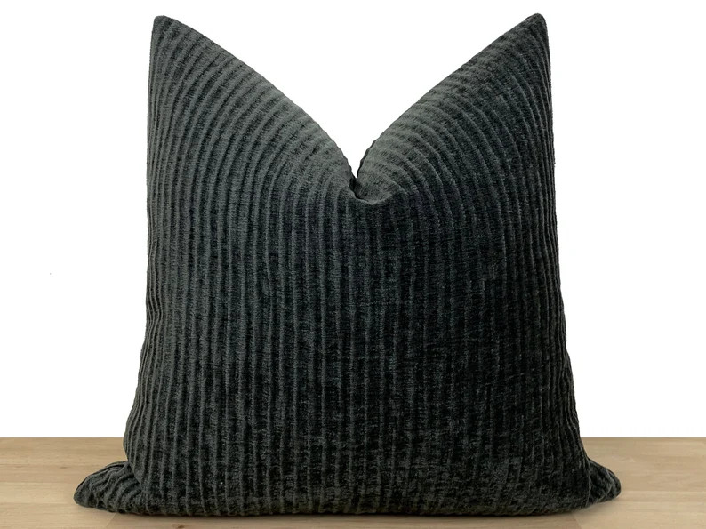 Textured Anthracite Pillow Cover Dark Gray Thick Double Side - Etsy | Etsy (US)