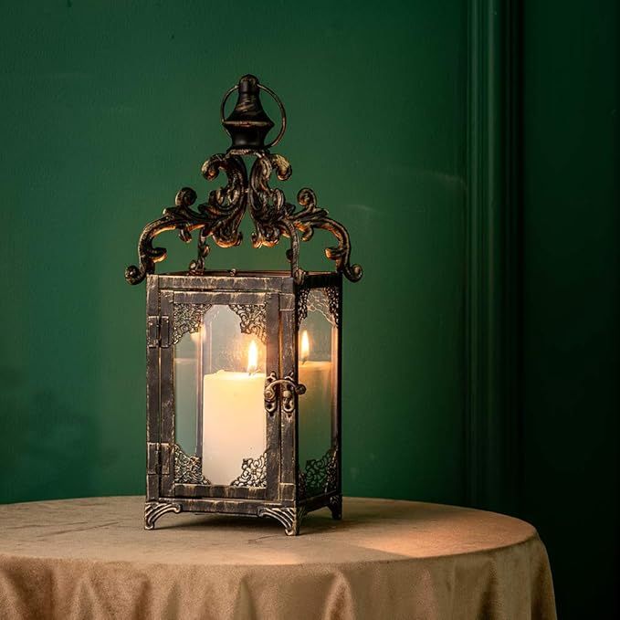 DECORKEY Candle Lantern, Decorative Hanging Lantern, Vintage Metal Tabletop Lantern for Outdoor P... | Amazon (US)