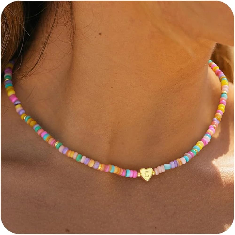 Valentines Day Gifts for Her-Initial Necklaces 14k Gold Plated Personalized Heart Letter A-Z Pend... | Amazon (US)