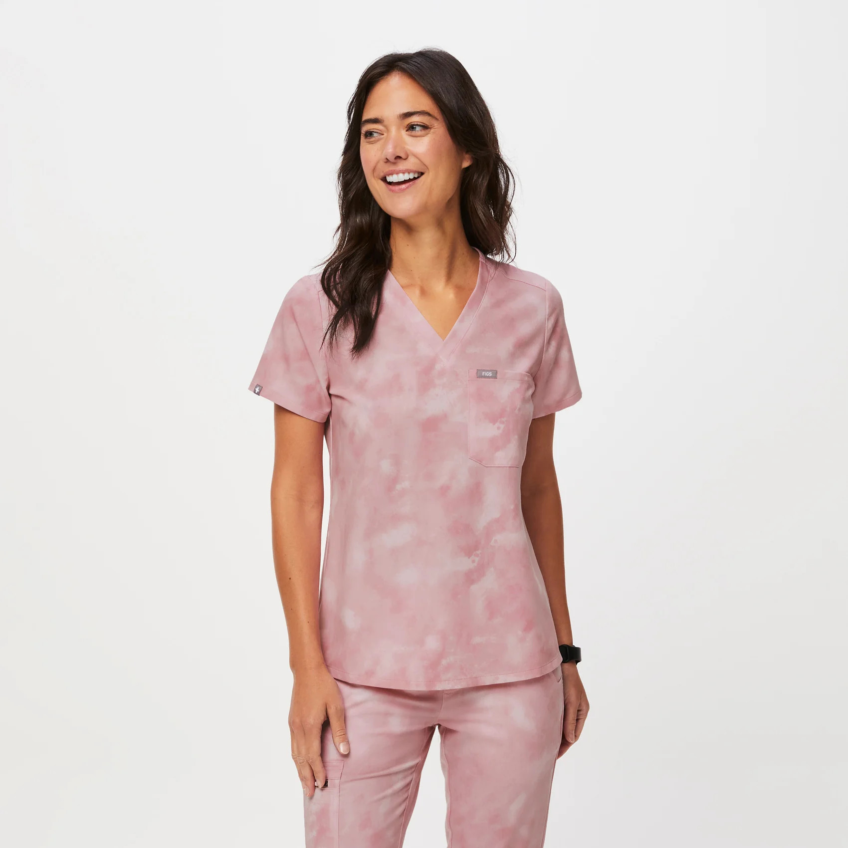 Women's Catarina One-Pocket Scrub Top™ - Marbled Rose · FIGS | FIGS