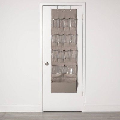 15 Pocket Over the Door Hanging Shoe Organizer Gray - Room Essentials&#8482; | Target