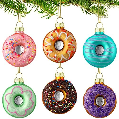 6 Pack Christmas Cupcake Ornaments Glass Christmas Tree Donut Hanging Ornaments Mini Glass Blown ... | Amazon (US)