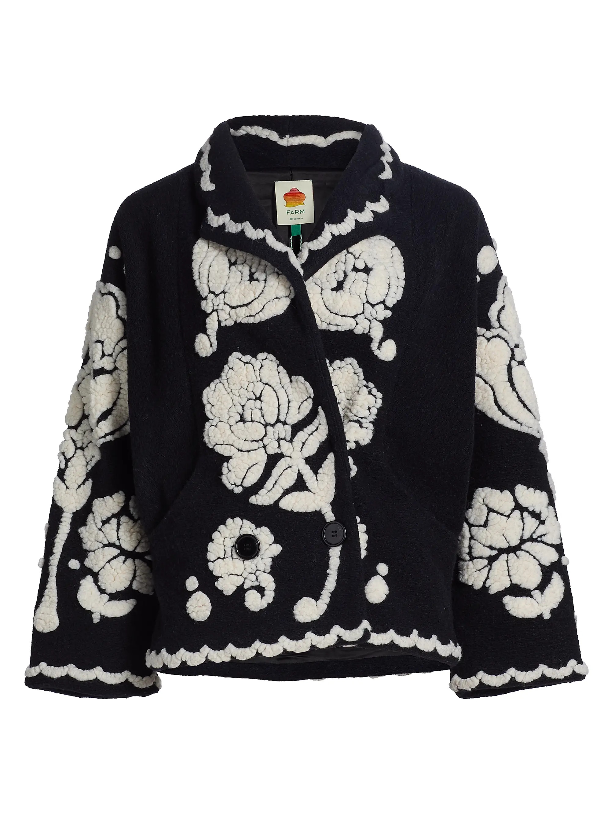 Floral Arabesque Fleece One-Button Coat | Saks Fifth Avenue