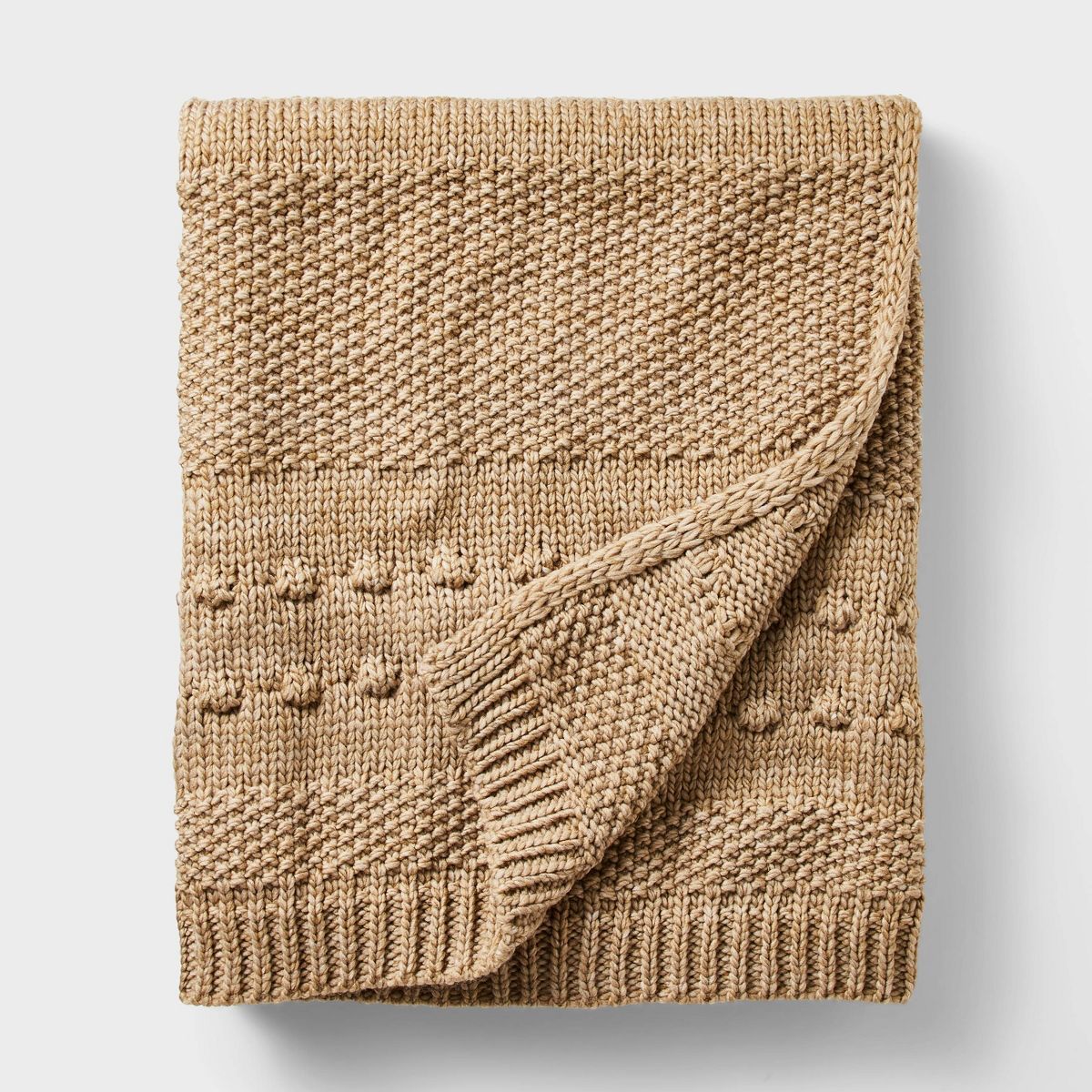 Bobble Striped Knit Throw Blanket Beige - Threshold™ designed with Studio McGee | Target