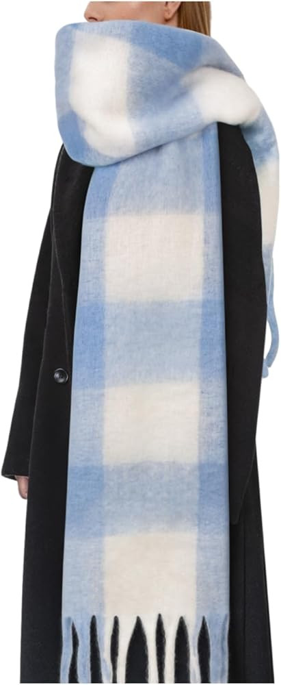 Womens Scarf Winter Big Colorful Checked Thick Warm Soft Scarves Casual Tassel Blanket Scarf | Amazon (US)