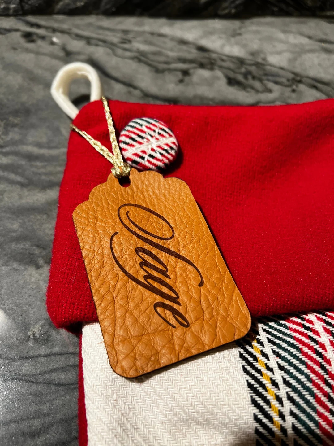 Leather Engraved Stocking Tag - Etsy | Etsy (US)