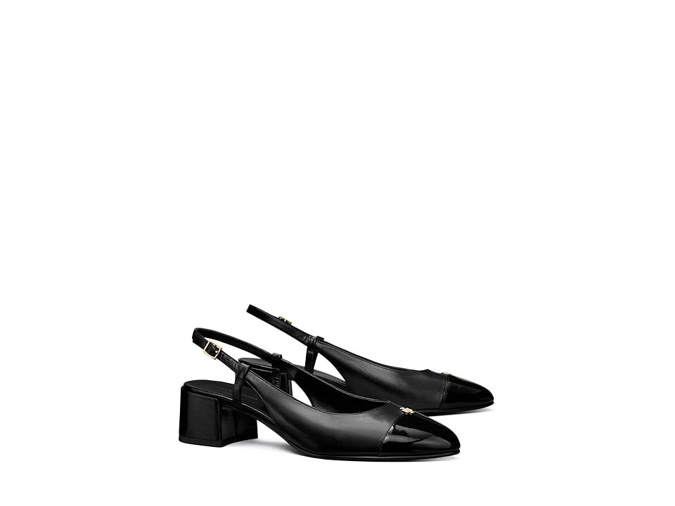Tory Burch Cap-Toe Slingback 45mm Women's Shoes Perfect Black/Perfect Black : 8 M, Leather | Zappos