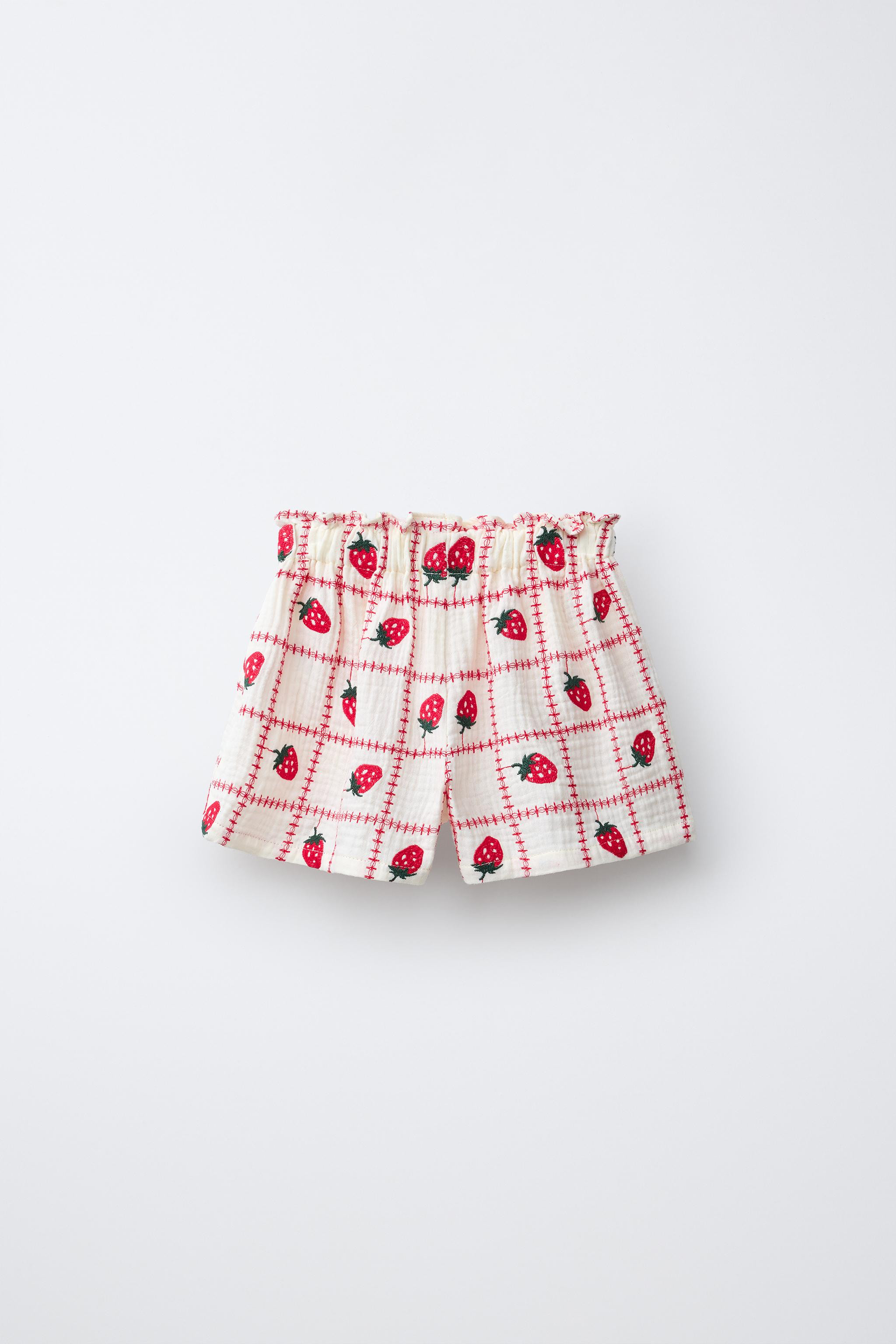 EMBROIDERED STRAWBERRY TEXTURED SHORTS CASA LAWA X ZARA KIDS | Zara US