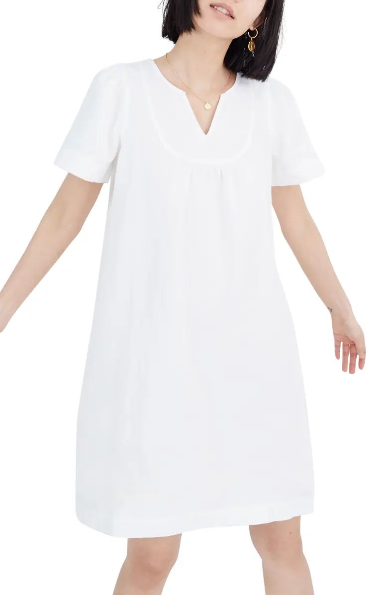 Madewell Popover Pure White Denim Swing Dress | Nordstrom | Nordstrom