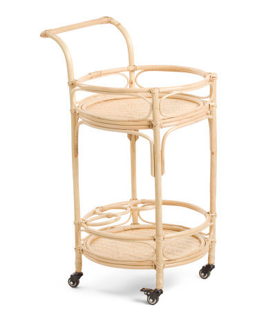 36in Rattan Trolley With Bamboo Woven On The Base | Marshalls