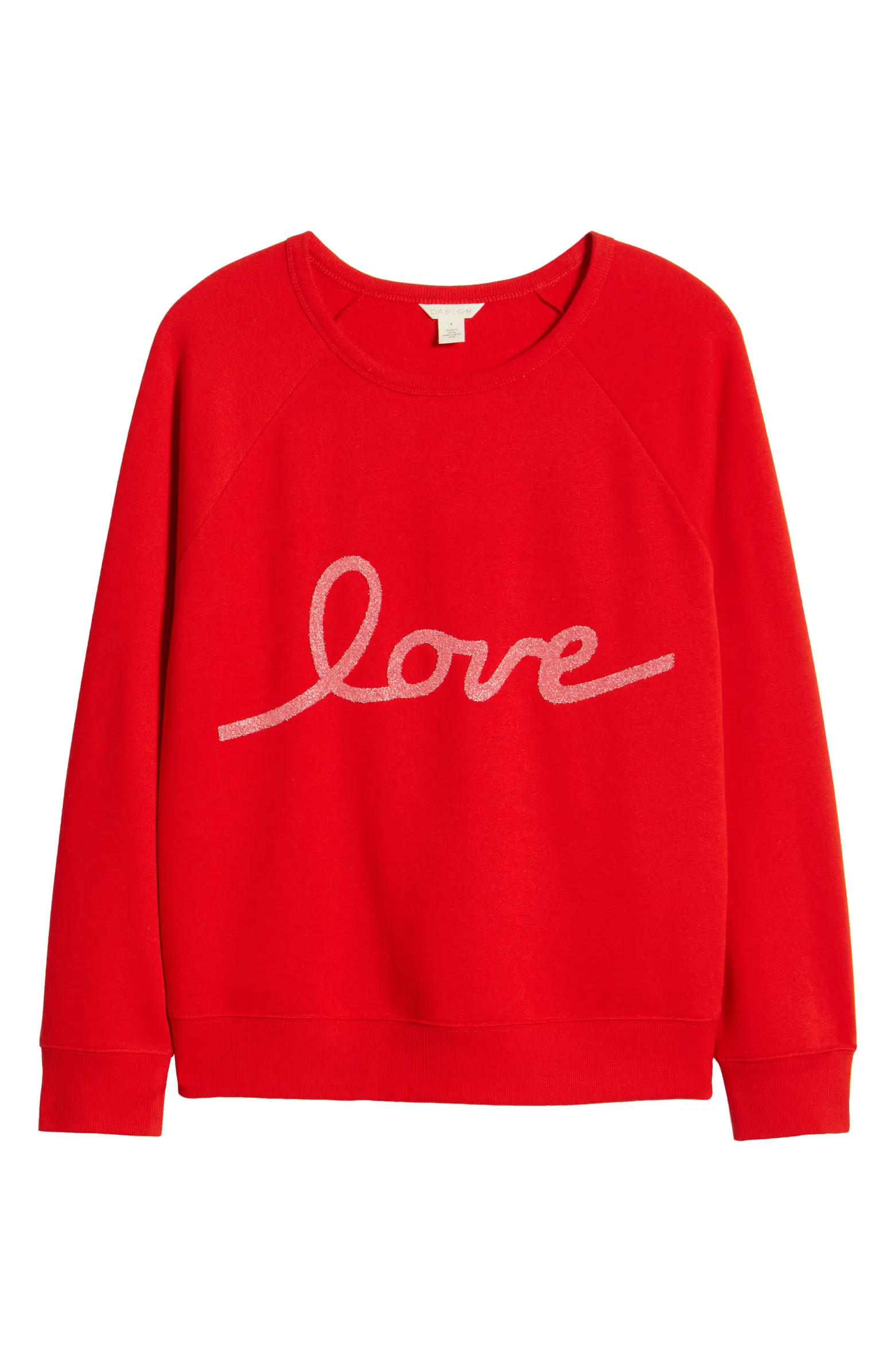 Caslon® Love Metallic Cotton Blend Graphic Sweatshirt | Nordstrom | Nordstrom