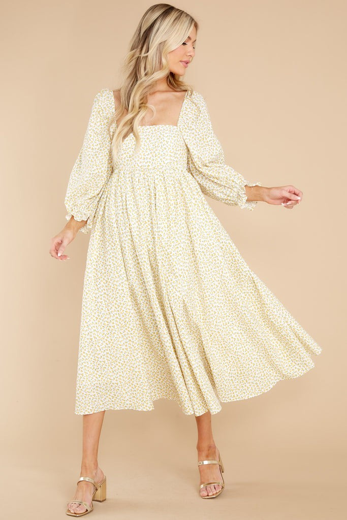 Enjoy The Scenery Yellow Floral Print Midi Dress | Red Dress 