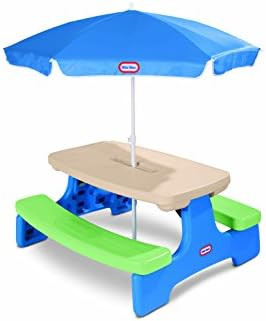 Amazon.com: Little Tikes Easy Store Picnic Table with Umbrella, Multi Color, 42.00''L x 38.00''W ... | Amazon (US)