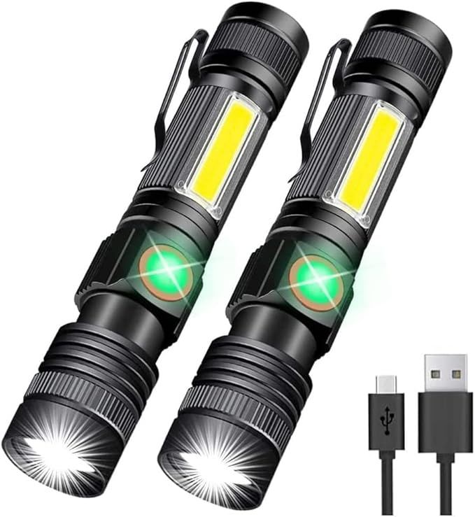 Flashlight USB Rechargeable, Magnetic LED Flashlight, Super Bright LED Tactical Flashlight with C... | Amazon (US)