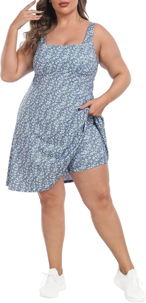 HDE Womens Plus Size Tennis Athletic Workout Dress with Built-in Shorts & Bra | Amazon (US)