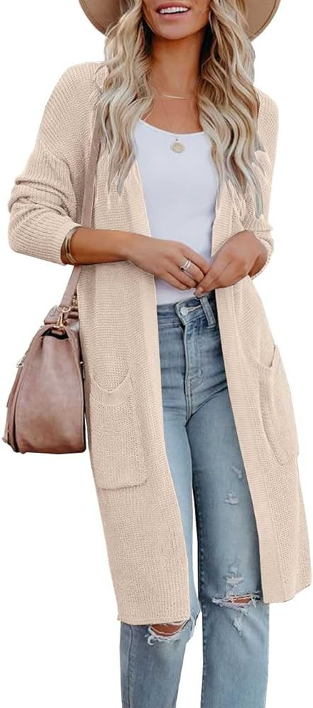 Amarmia Womens Long Sleeve Open Front Cardigan Sweater Lightweight Knit Casual Loose Fit Sweaters... | Amazon (US)