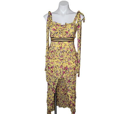 For Love & Lemons Maison Maxi Dress Yellow Womens Sz Sm Floral Sleeveless boho | eBay US
