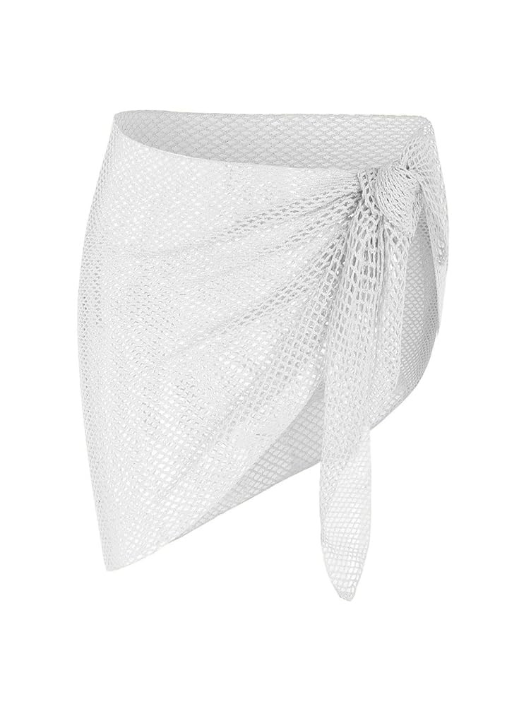 ZAFUL Sarong Coverups for Women Beach Vacation Fishnet See Thru Tie Side Bathing Suit Cover Up Mi... | Amazon (US)