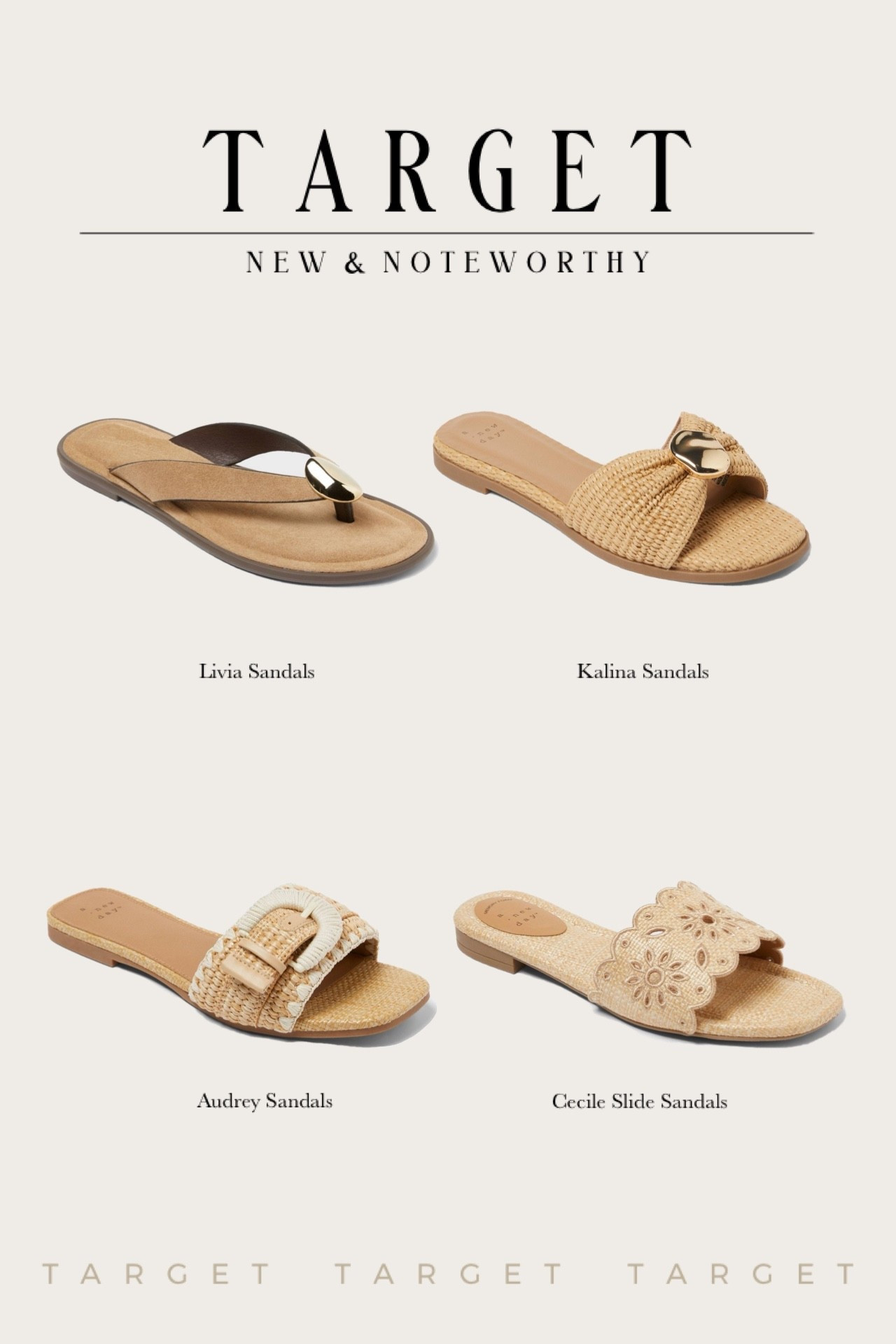 New from Target 🎯 Cute spring/summer sandals on a budget 

#target #anewday #sandals #flats #slides flip flops 

#LTKOver40 #LTKgrwm #LTKootd