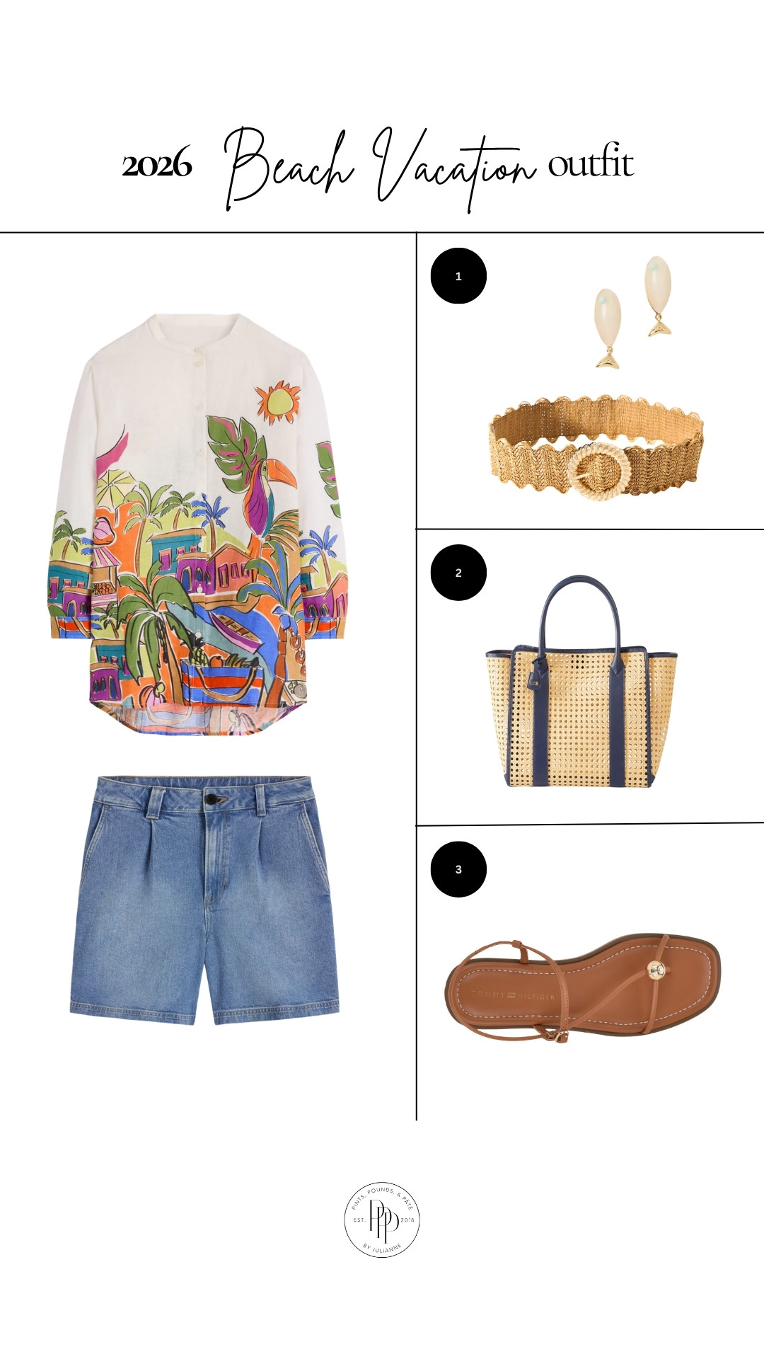 Beach vacation outfit inspo!🌴 Loving the colorful button down with denim shorts, a woven tote, gold accessories, and simple sandals!!! 

 #LTKootd #LTKSeasonal #LTKTravel