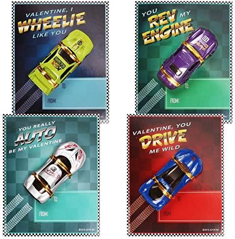 JOYIN 28-Count Valentines Day Gifts Cards, Valentine's Greeting Cards for Kids with Die-Cast Racing  | Amazon (US)