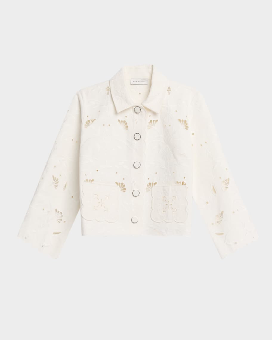 Elie Tahari Marianna Eyelet Embroidered Cotton Jacket | Neiman Marcus