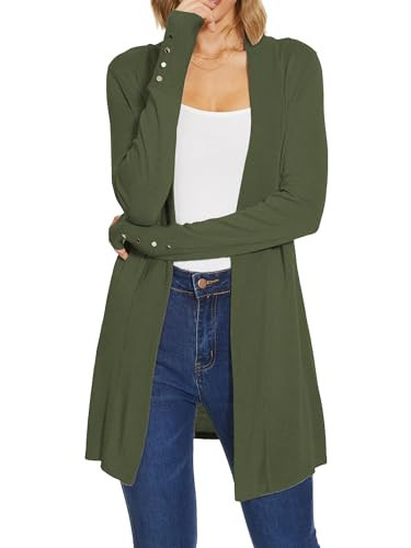 Spicy Sandia Womens Olive Green Cardigan Sweaters Long Sleeve Dressy Casual Trendy Lightweight Open Front Knit Cardigans XL | Amazon (US)
