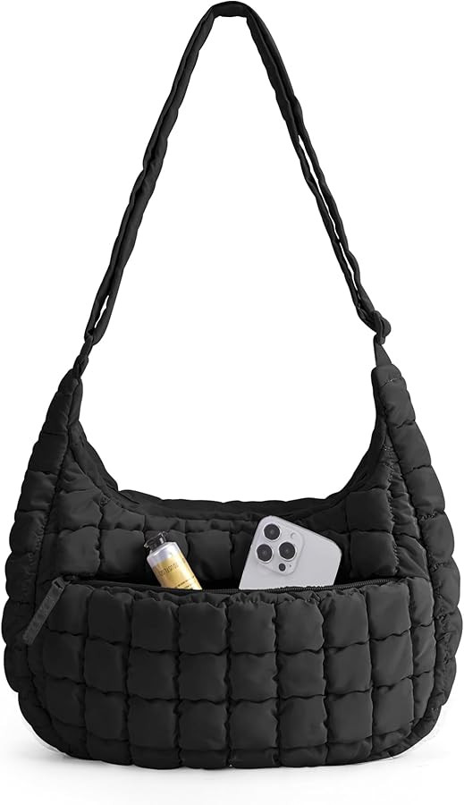 BAGSMART Quilted Puffy Crossbody Bag for Women, Medium Cute Hobo Shoulder Purse Soft Fluffy Handb... | Amazon (US)