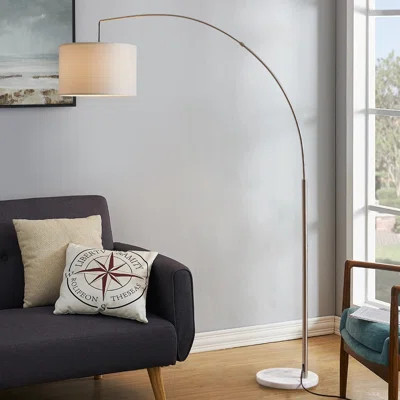 Modern Arc Floor Lamp For Living Room Arching Hanging Lamp Shade Over The Couch For Reading Bedroom Office Brushed Steel Arch Standing Floor Light Sil | Wayfair North America