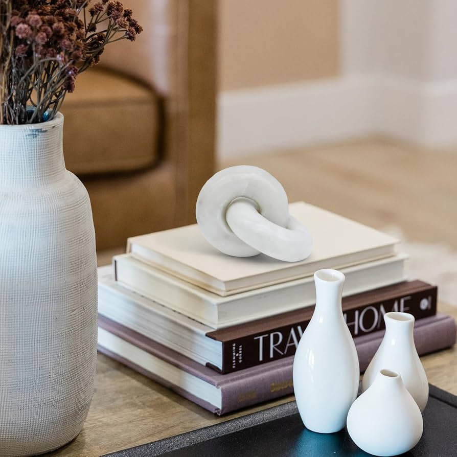 Marble Chain Link Decor - Small Bookshelf Decorative Object, Marble Decor Mid Century Modern Marb... | Amazon (US)