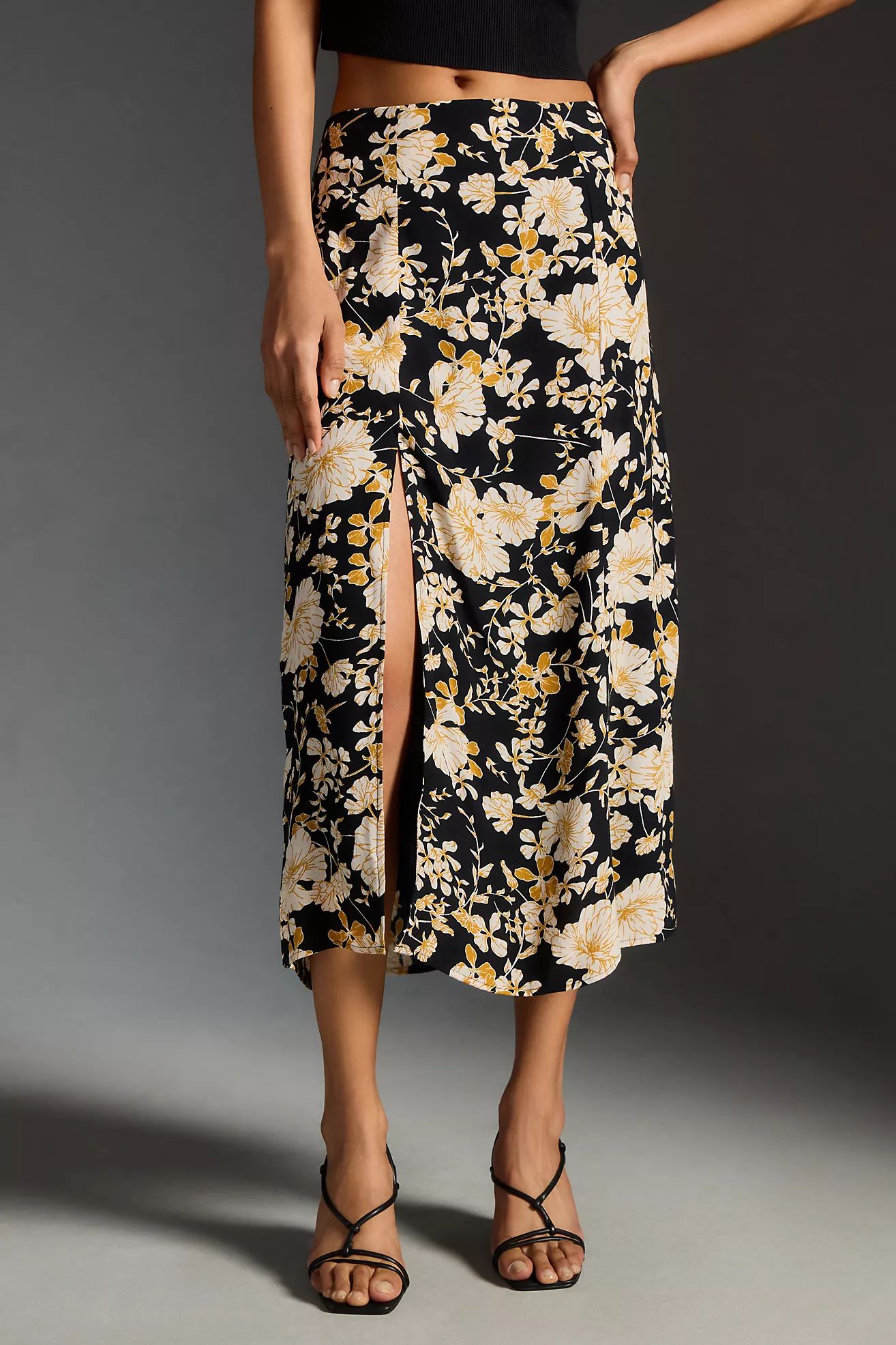 The Lille Side-Slit Midi Skirt by Maeve | Anthropologie (US)
