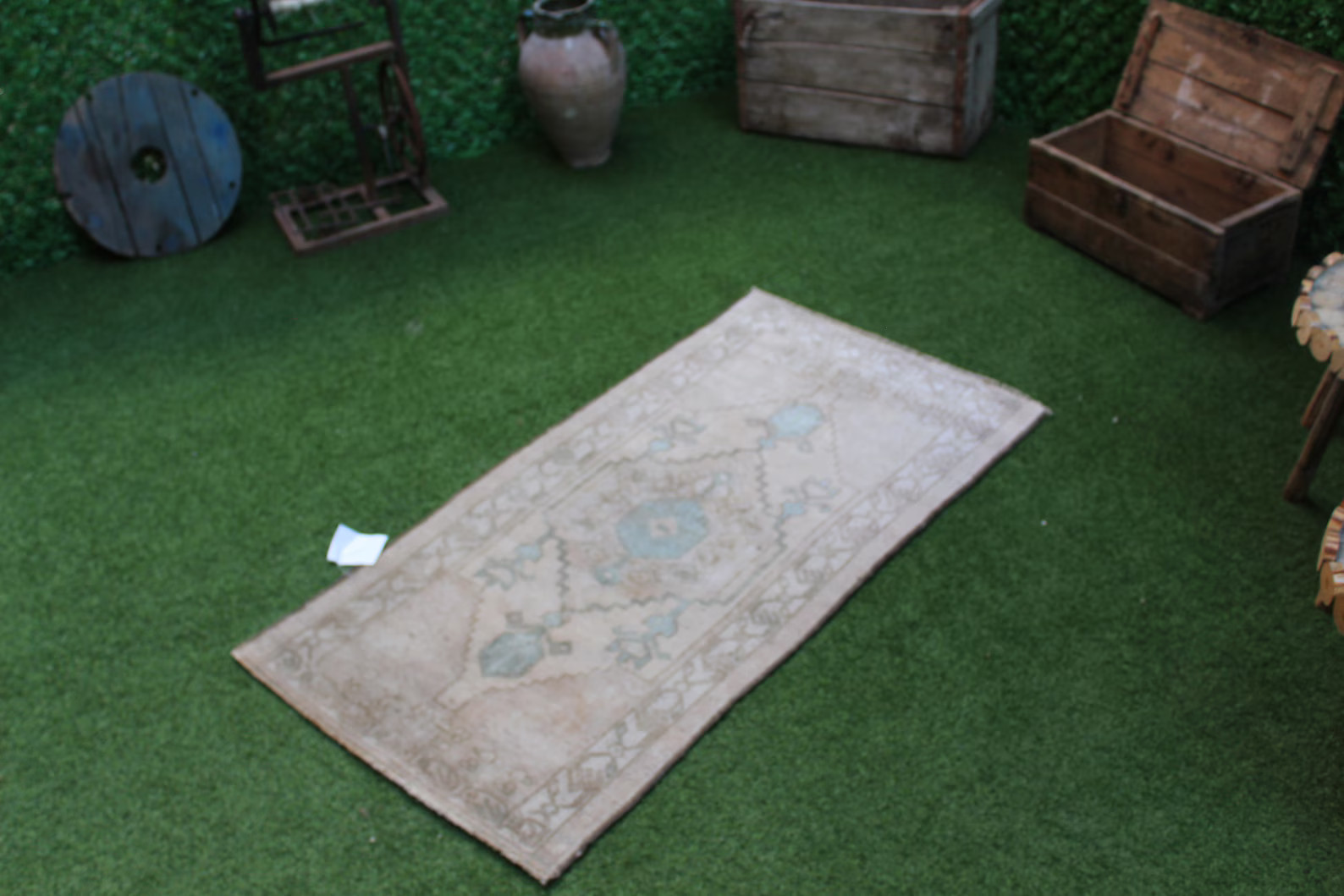 Beıge and Blue Small Vıntage Turkısh Oushak Rug Size | Etsy | Etsy (US)