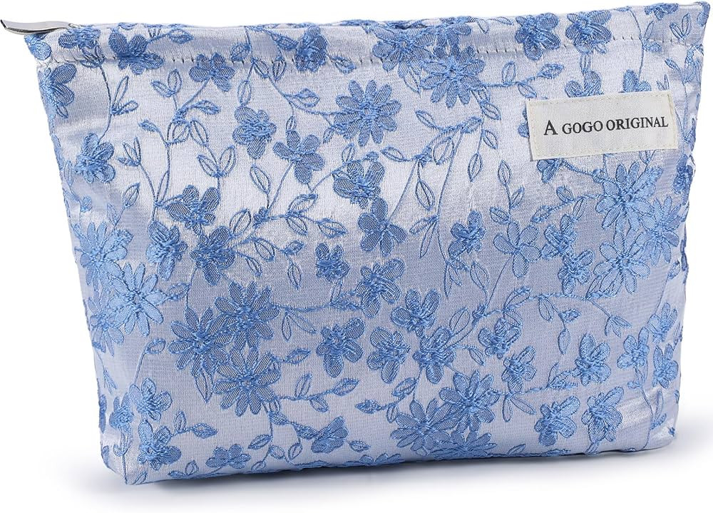 Daisy Flower Makeup Bag Travel Floral Cute Cosmetic Bags for Women Large Makeup Pouch Zipper Cosm... | Amazon (US)