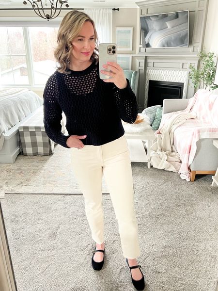 Monday Monday 🙃 JCrew Factory and Old Navy today! Wearing size small in the sweater. I sized up in the jeans only bc I’m not a fan of really tight white jeans (I want a little breathing room). The jeans are an off-white which is great for the in between months when we’re not fully ready for bright white  

#LTKover40 #LTKstyletip #LTKsalealert