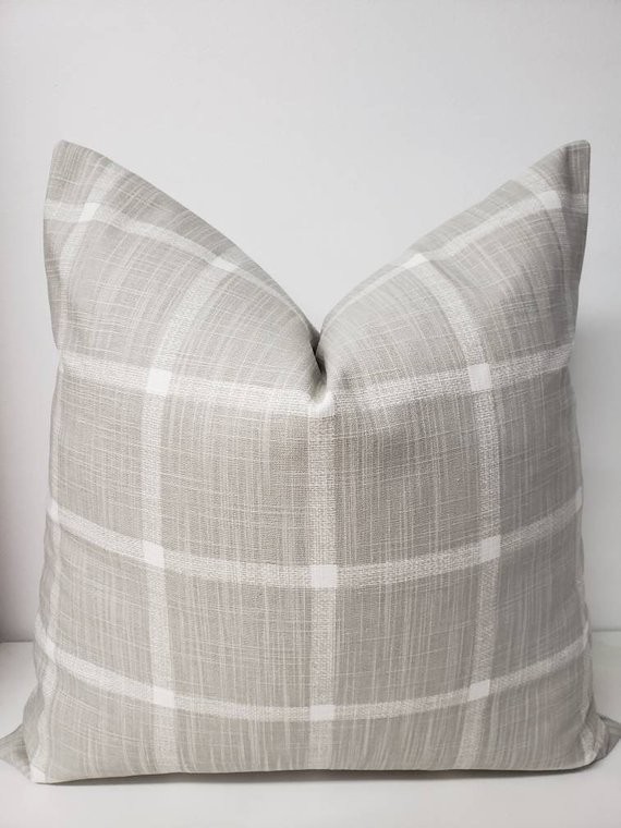 FARMHOUSE PILLOW COVER  French Grey Check Pillow Cover  Grey | Etsy | Etsy (US)