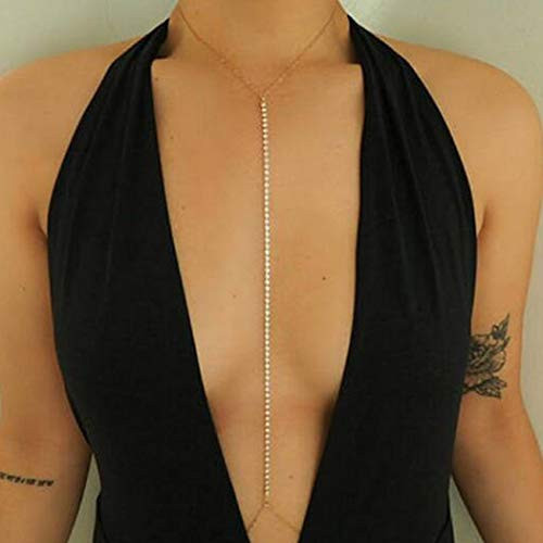 Blindery Sexy Body Chains Gold Rhinestone Belly Chain Beach Bikini Body Jewelry Necklace Party for Women | Amazon (US)