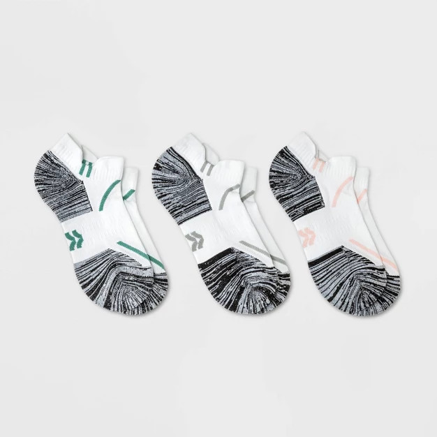 Women's Striped Accents Cushioned 3pk No Show Double Tab Athletic Socks - All in Motion™ 4-10 | Target