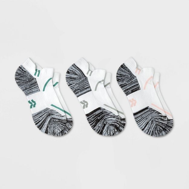 Women's Striped Accents Cushioned 3pk No Show Double Tab Athletic Socks - All in Motion™ 4-10 | Target