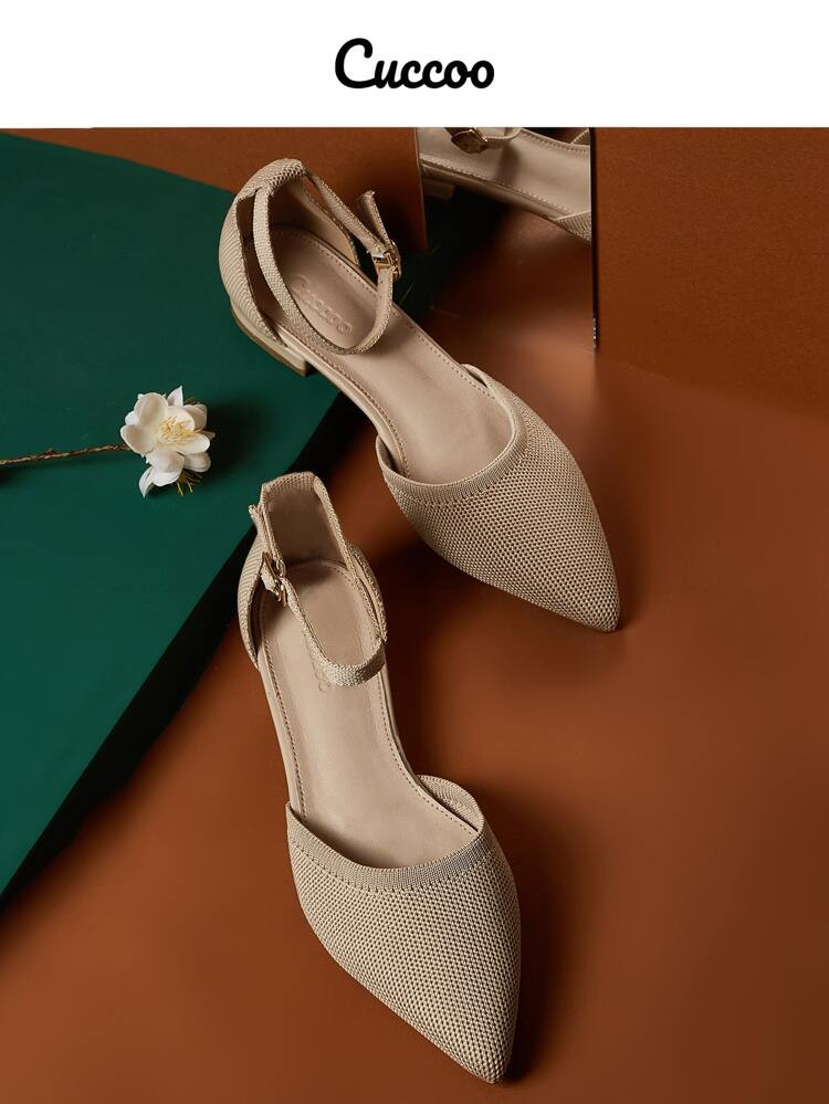 Cuccoo Point Toe Ankle Strap Flats | SHEIN