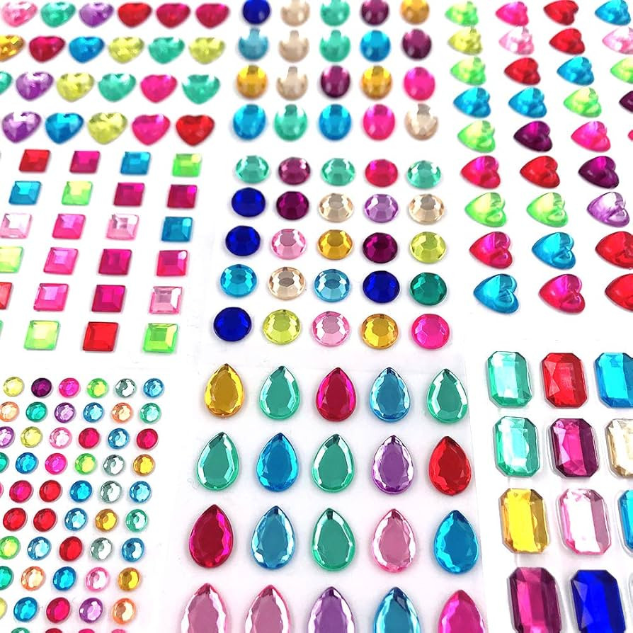 365pcs Round Jewels Stickers Gem Stickers Rhinestone for Crafts Sticker Gems Self Adhesive Bling ... | Amazon (US)