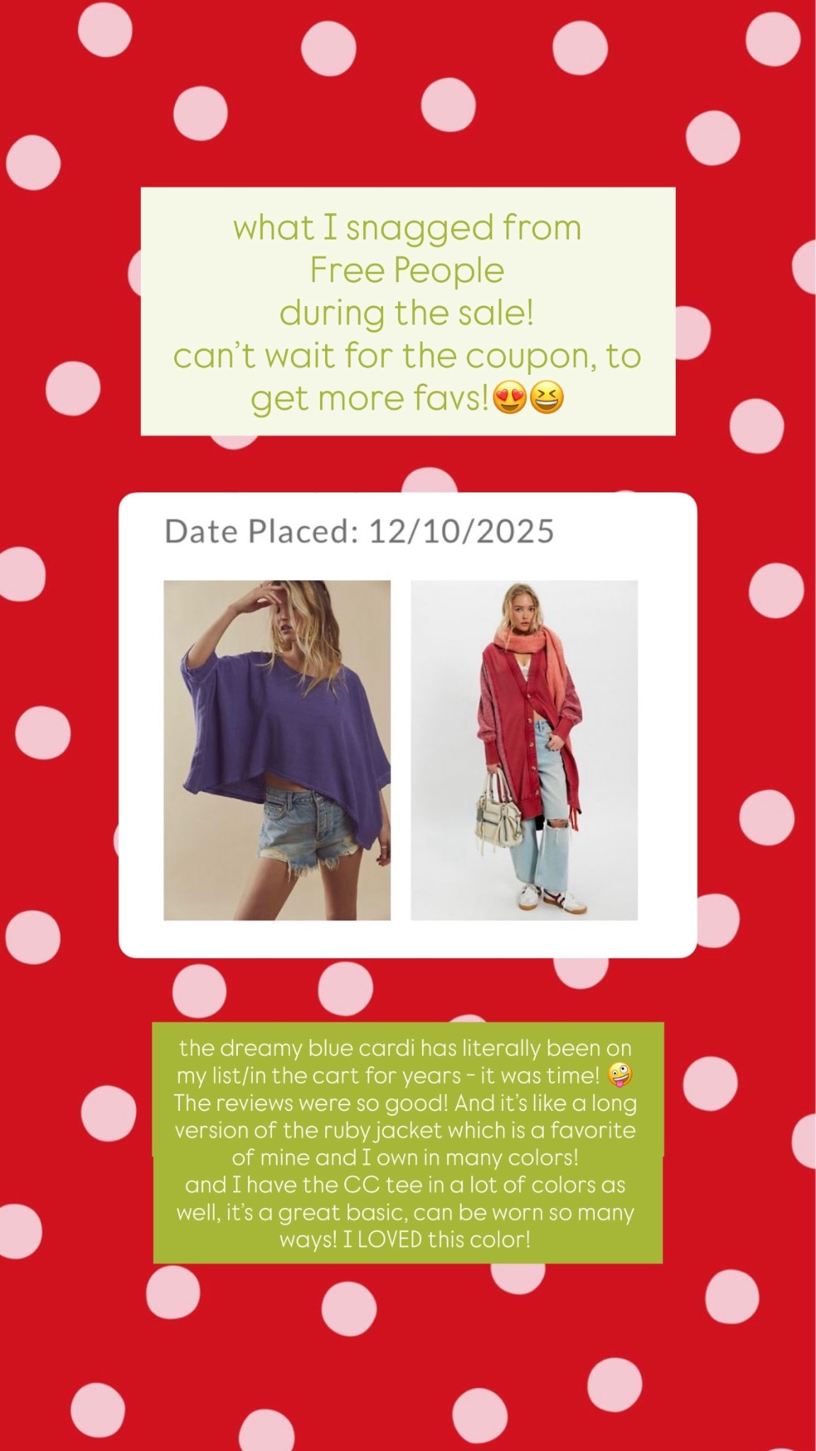 Got the CC tee in a large, it’s already oversized but I like it extra! Medium in the cardi! 

#LTKFindsUnder100 #LTKSaleAlert #LTKGiftGuide