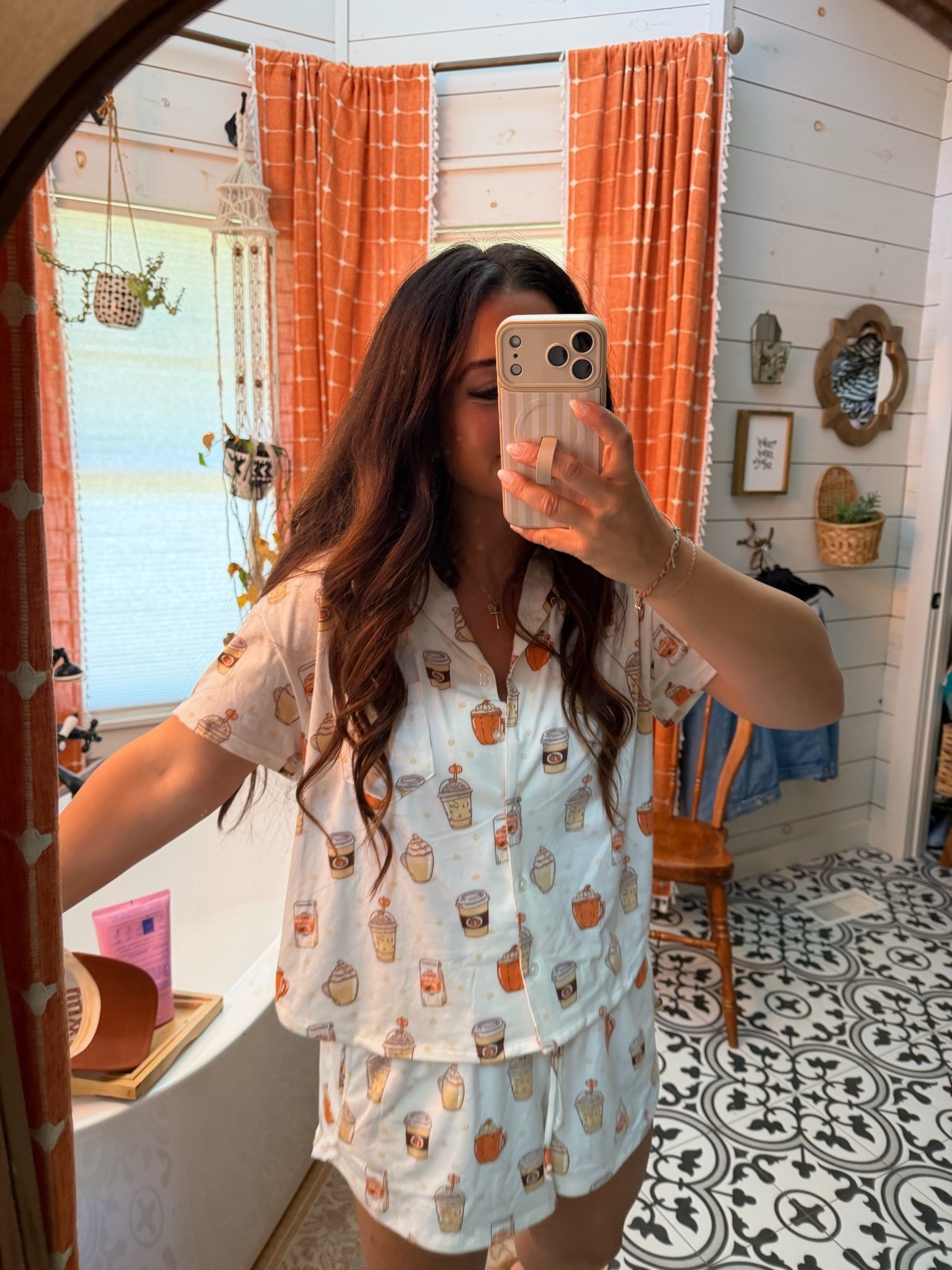 Wearing everyday until Christmas the end!!! $15 pumpkin spice fall pjs soooo good!! Wearing small

#LTKgrwm #LTKSaleAlert #LTKootd