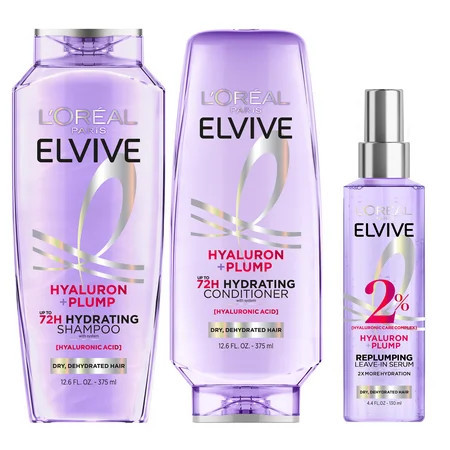 L Oreal Paris Elvive Hyaluron Plump 72H Hydrating Shampoo Conditioner & Moisture Plump Serum Set 13.5 fl oz | Walmart (US)